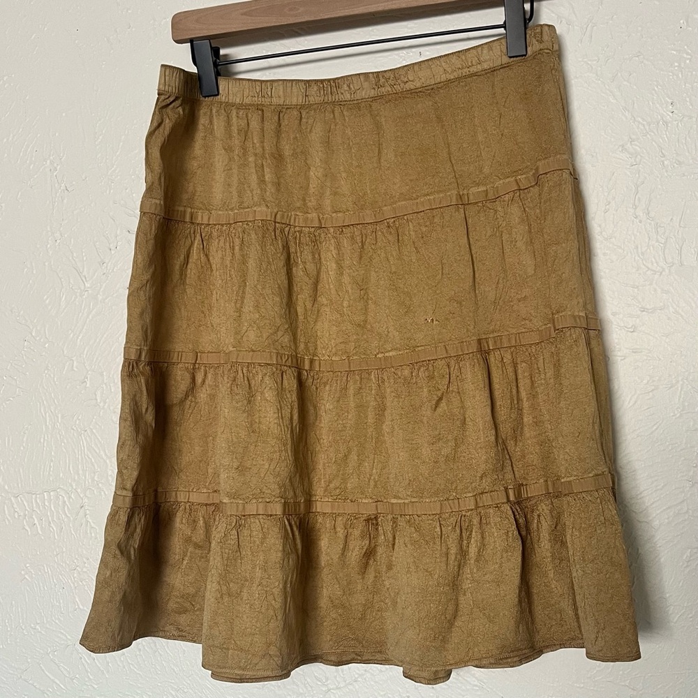 100% silk y2k vintage American Eagle Outfitters gold Tiered A-Line Skirt